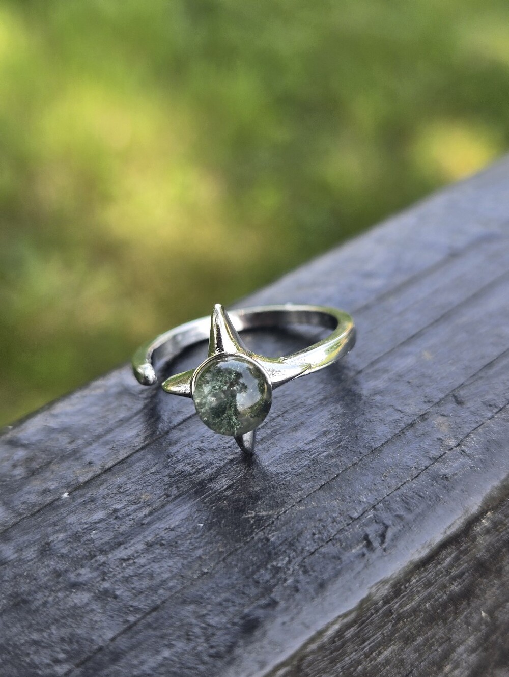 Moss Agate North Star Ring